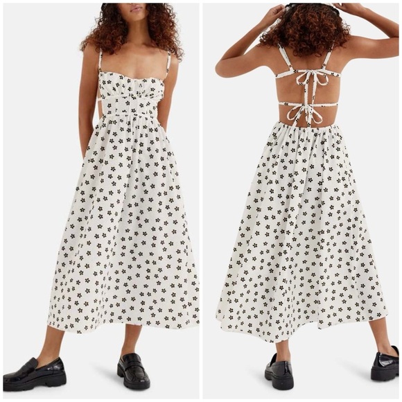 For Love And Lemons Dresses & Skirts - NWT For Love and Lemons Brenda Floral Midi Dress Daisy Strappy Open Back Sz L